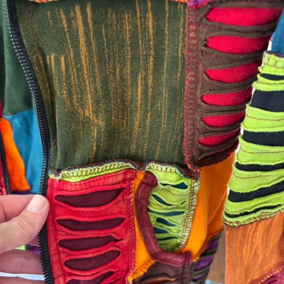 The Collection Royal Womens S Colorful Patchwork Nepal Zip Hoodie Y2K **No Zip - Picture 6 of 15